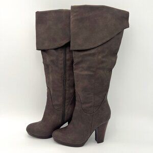 Kenneth Cole Reaction Boot Dark Brown Faux Suede Tall Boots Womens Size 5.5